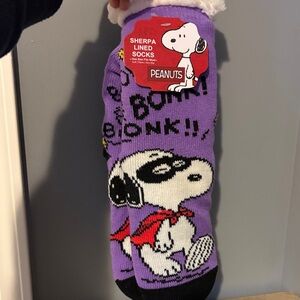 Peanuts Purple Snoopy Sherpa Lined Socks